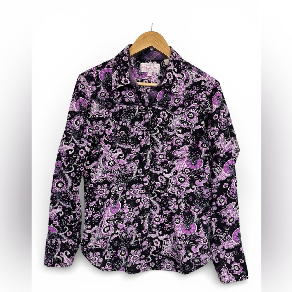 Western Y2K Purple Paisley Snap Shirt by Panhandle Slim